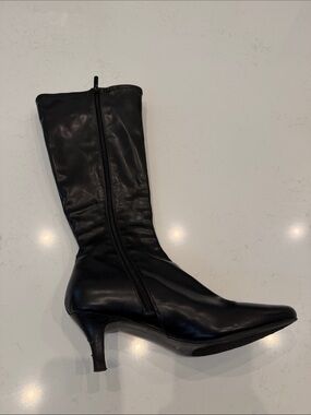 Impo Black Mid-Calf Kitten Heel Boot